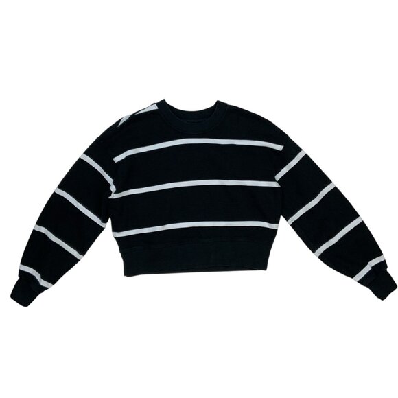 Lululemon Perfectly Oversized Cropped Crew Sweatshirt 0 Boundless Stripe Black - Picture 6 of 13